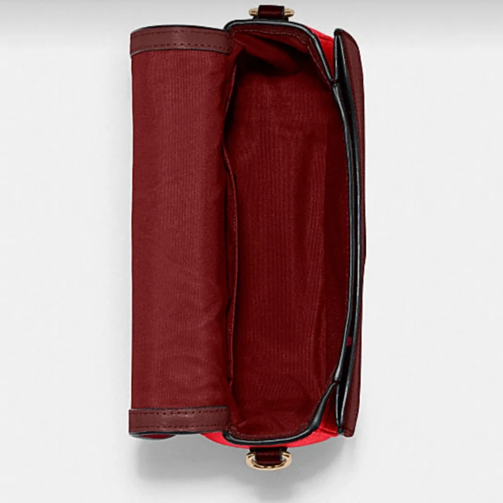 Coach Saddle with Horse & Carriage Leather Crossbody Colorblock Pink Ra - Picture 15 of 16